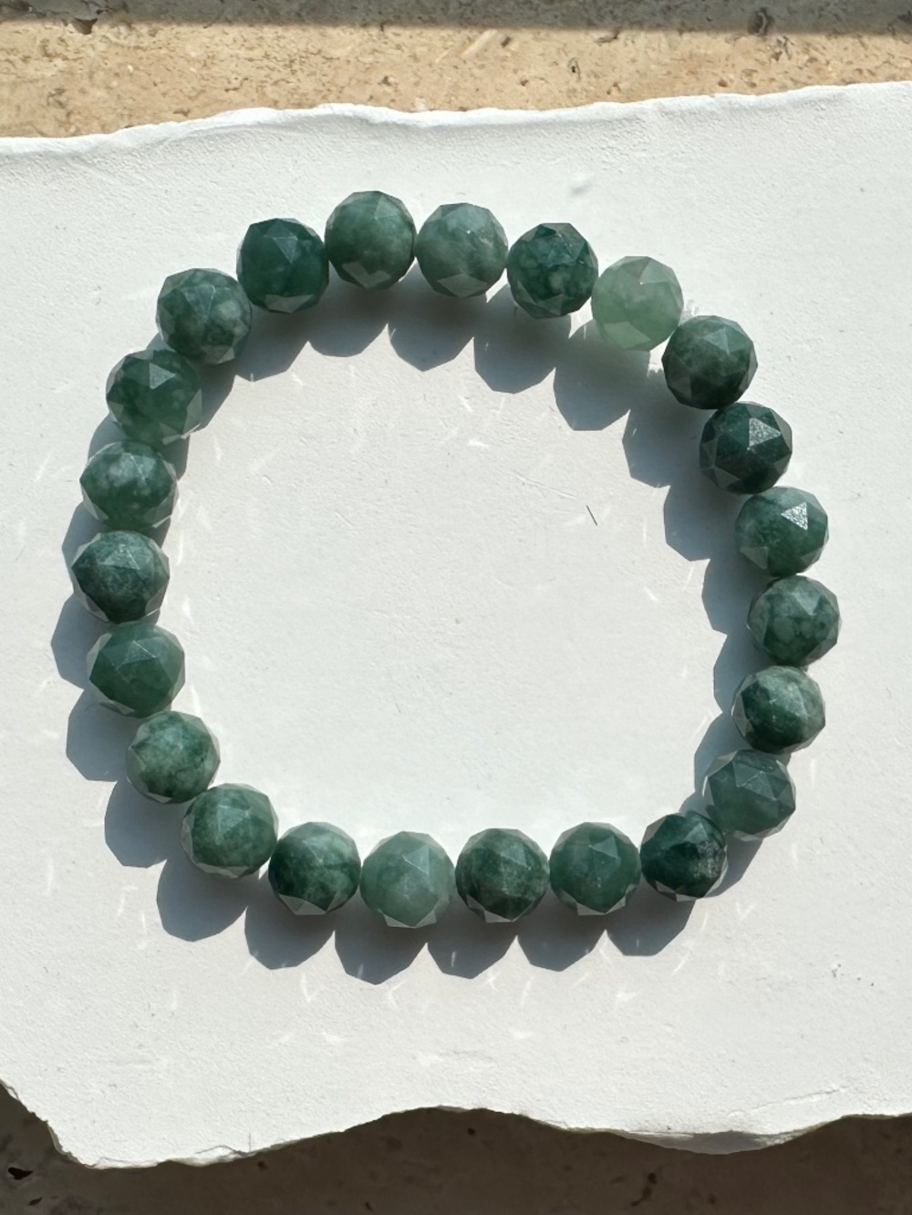 Grade A Guatemalan Blue Water Jadeite Faceted 7.5 mm Bead Stretch Bracelet